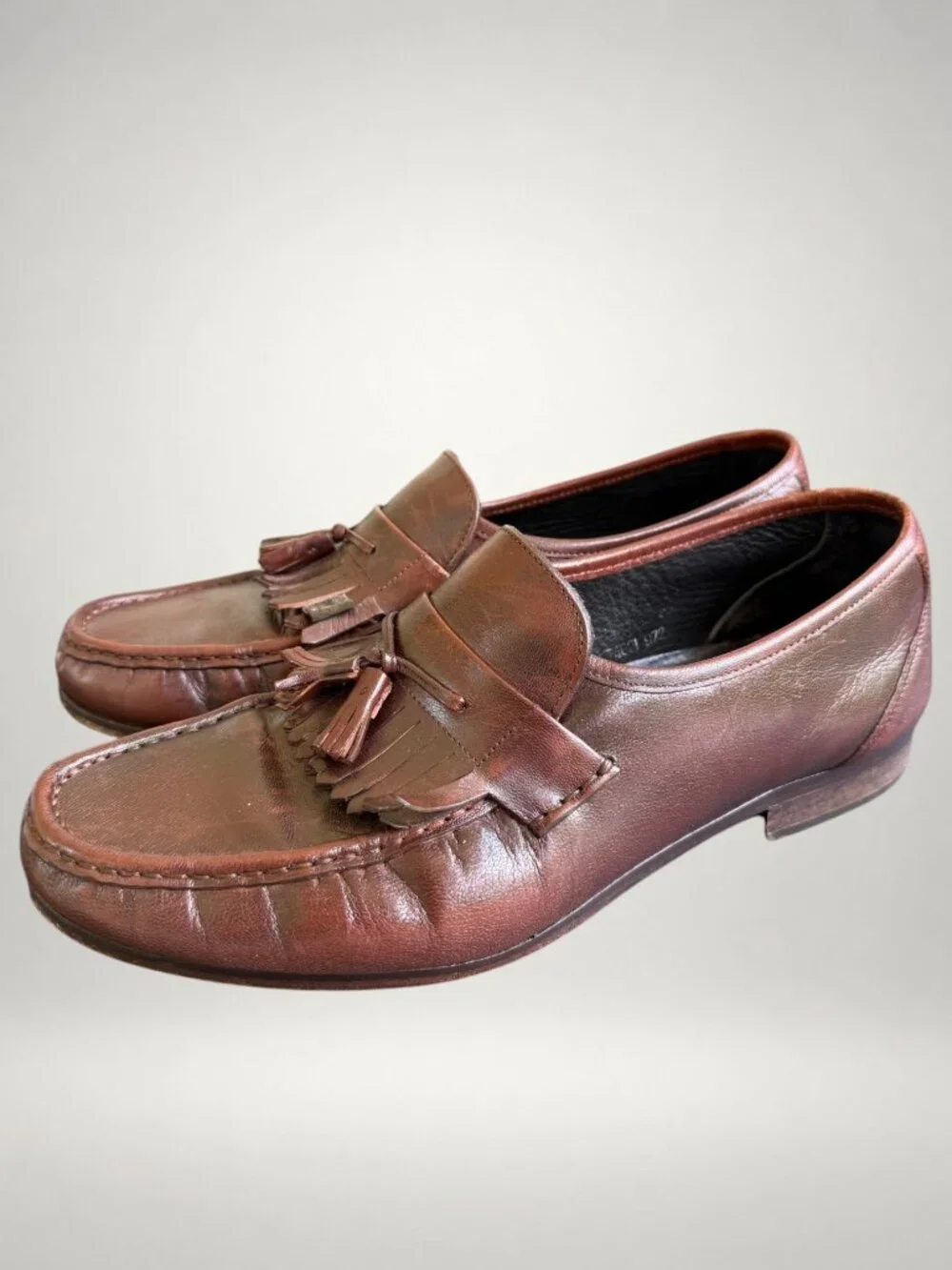 Kenneth Cole Made in Italy Brown Leather Tassel Loafers Men's 11 EEE